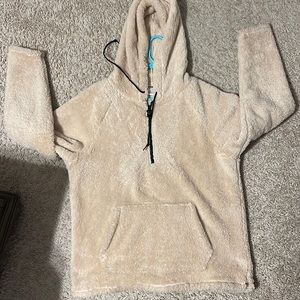 PINK cream plush hoodie
